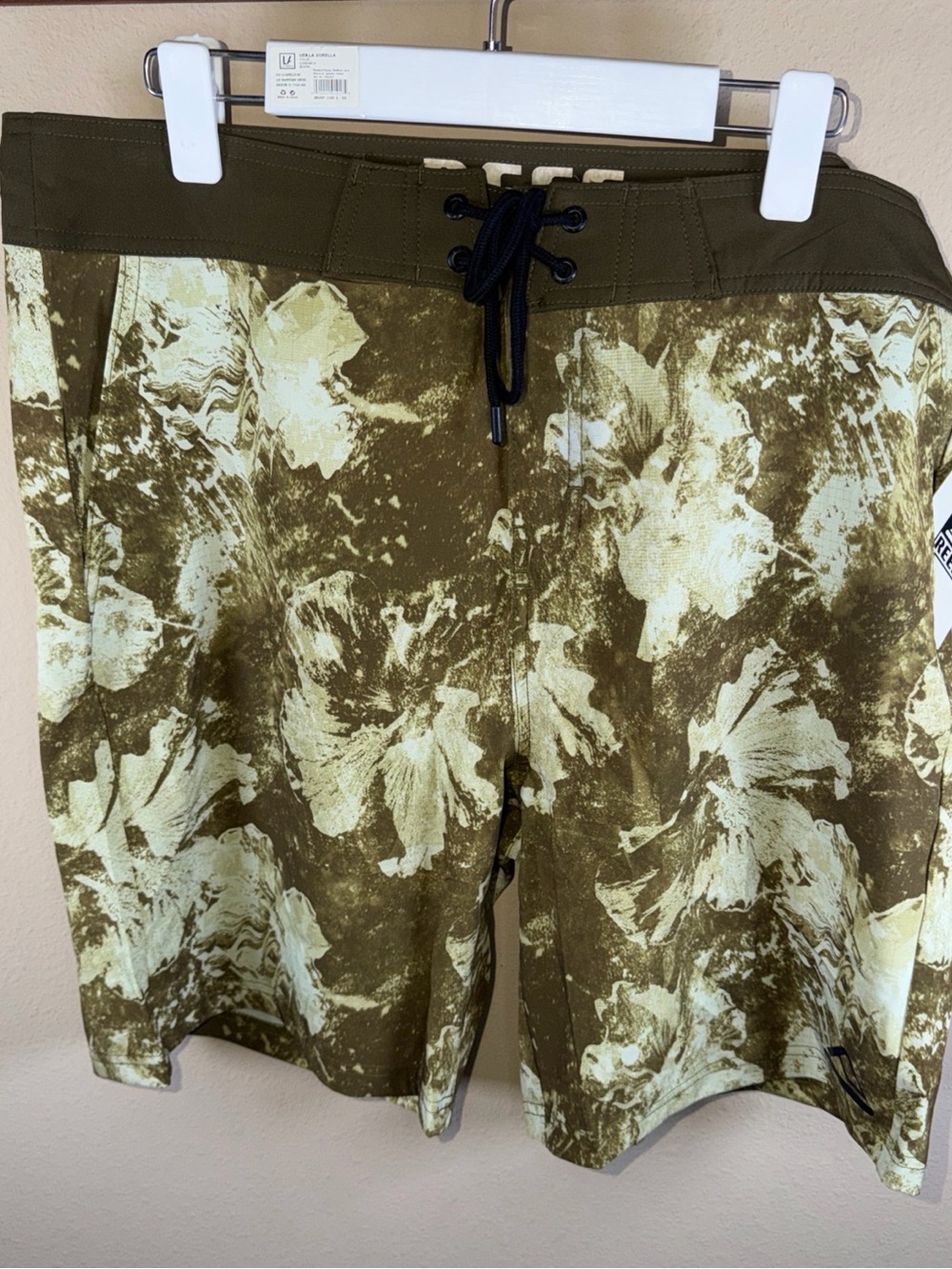 Reef Board Shorts Mens 36 Green  Floral Mondo Swim Trunks Back Pocket Surf